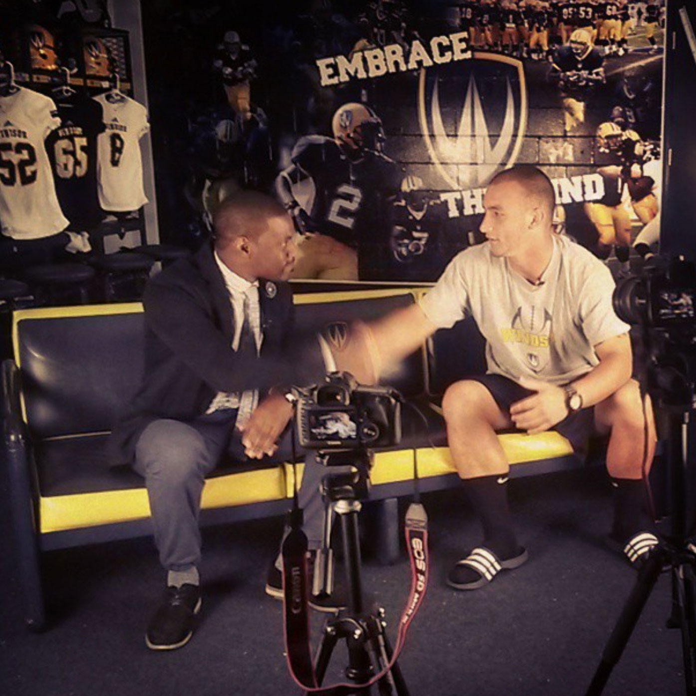 Behind the scenes of an OUA Football promo shoot