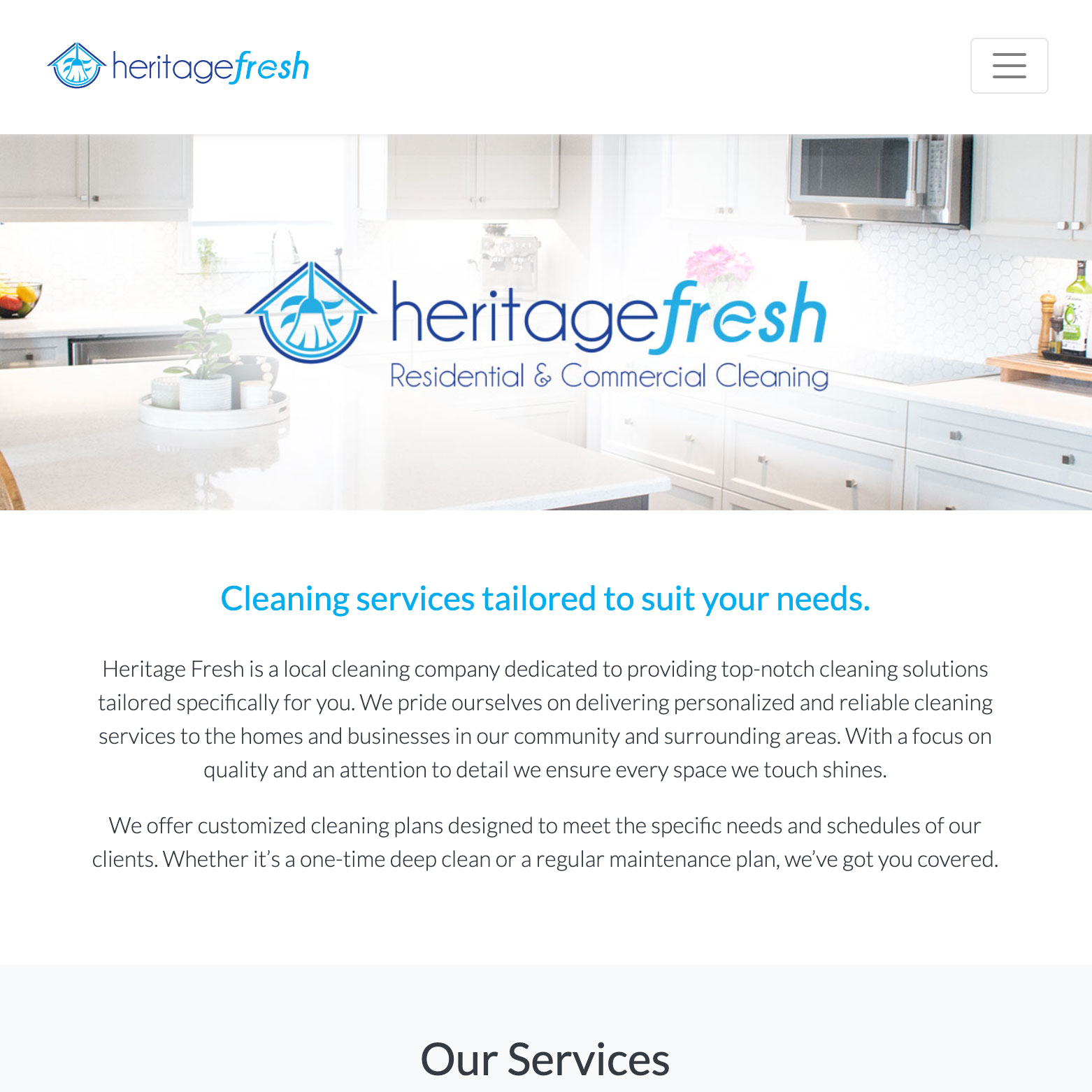 Heritage Fresh cleaning website